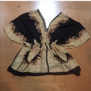 Brown and Tan Sheer flowy Top Size Small